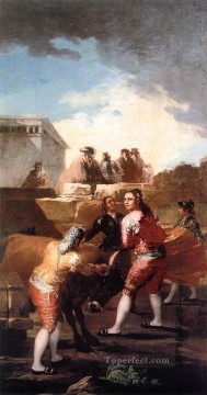  lutte Art - Se battre avec un jeune Bull Romantique moderne Francisco Goya